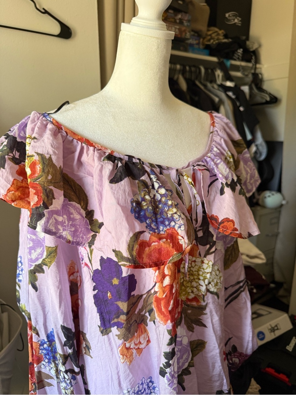 H&M Lavender Off-Shoulder Floral Ruffle Top - Picture 2 of 7